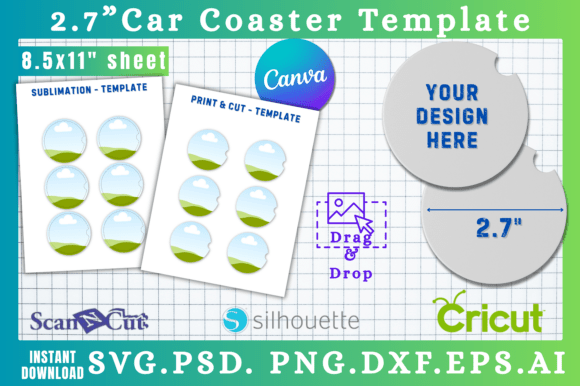 2.7 Car Coaster Canva SVG Templates