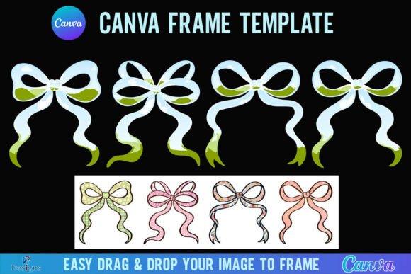 Bow Canva Frame Template Ribbon Coquette Graphics