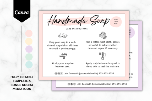 Custom Soap Care Card Canva Template 2 Graphics