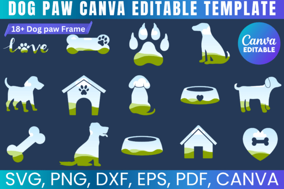 Dog Paw Canva Template, Drag and Drop