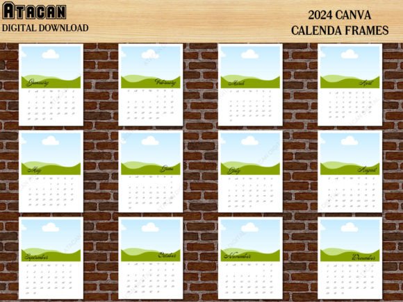 Editable Canva Frame 2024 Calendar Print Graphics