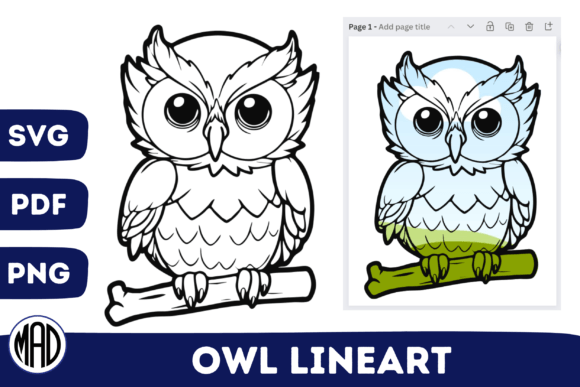Owl Lineart Graphics for Canva Publishing
