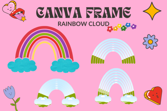Rainbow Cloud Canva Frame Template: Graphics for Playful Handmade Brands