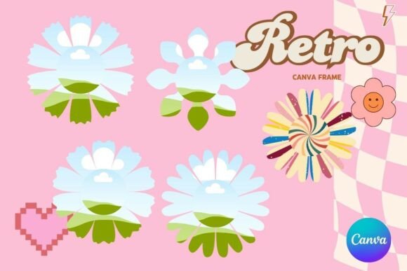 Retro Flower Canva Frame Add Photo_18