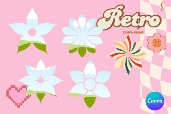 Retro Flower Canva Frame Graphics