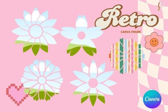 Retro Flower Canva Frame Graphics