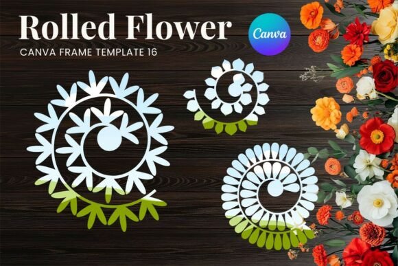 Rolled Paper Flower Canva Frame_16 Graphics