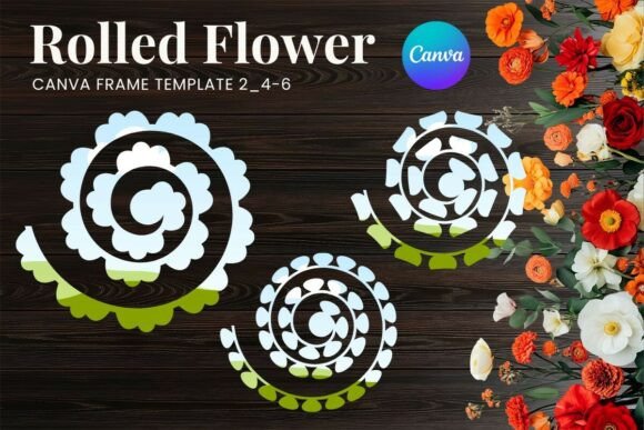 Rolled Paper Flower Canva Frame_2 Graphics