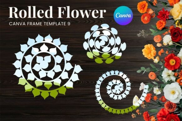 Rolled Paper Flower Canva Frame_9 Graphics