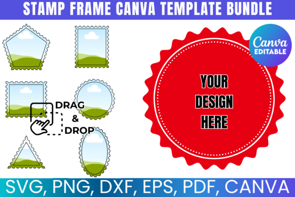 Stamp Frame Canva Template Bundle: Hand-Drawn Graphics for Real Crafting