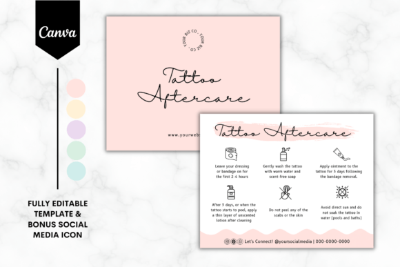 Tattoo Aftercare Card Canva Template 1 Graphics