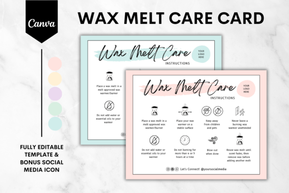 Wax Melt Care Card Canva Template 1 Graphics