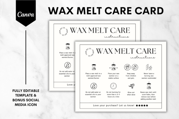 Wax Melt Care Card Canva Template 2: Graphics That Ground Local Branding
