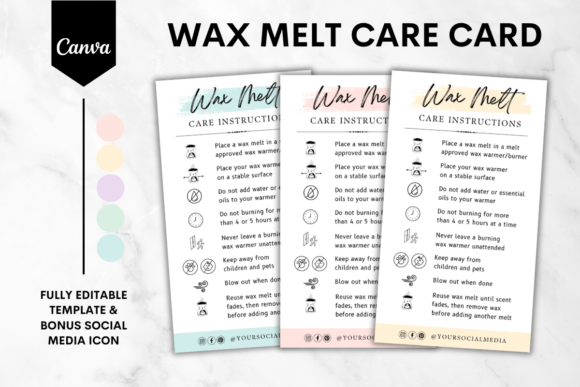 Wax Melt Care Card Canva Template 3: Graphics for Smart Branding