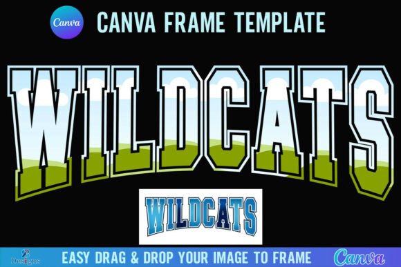 Wildcats Canva Frame Varsity Team Mascot Graphics